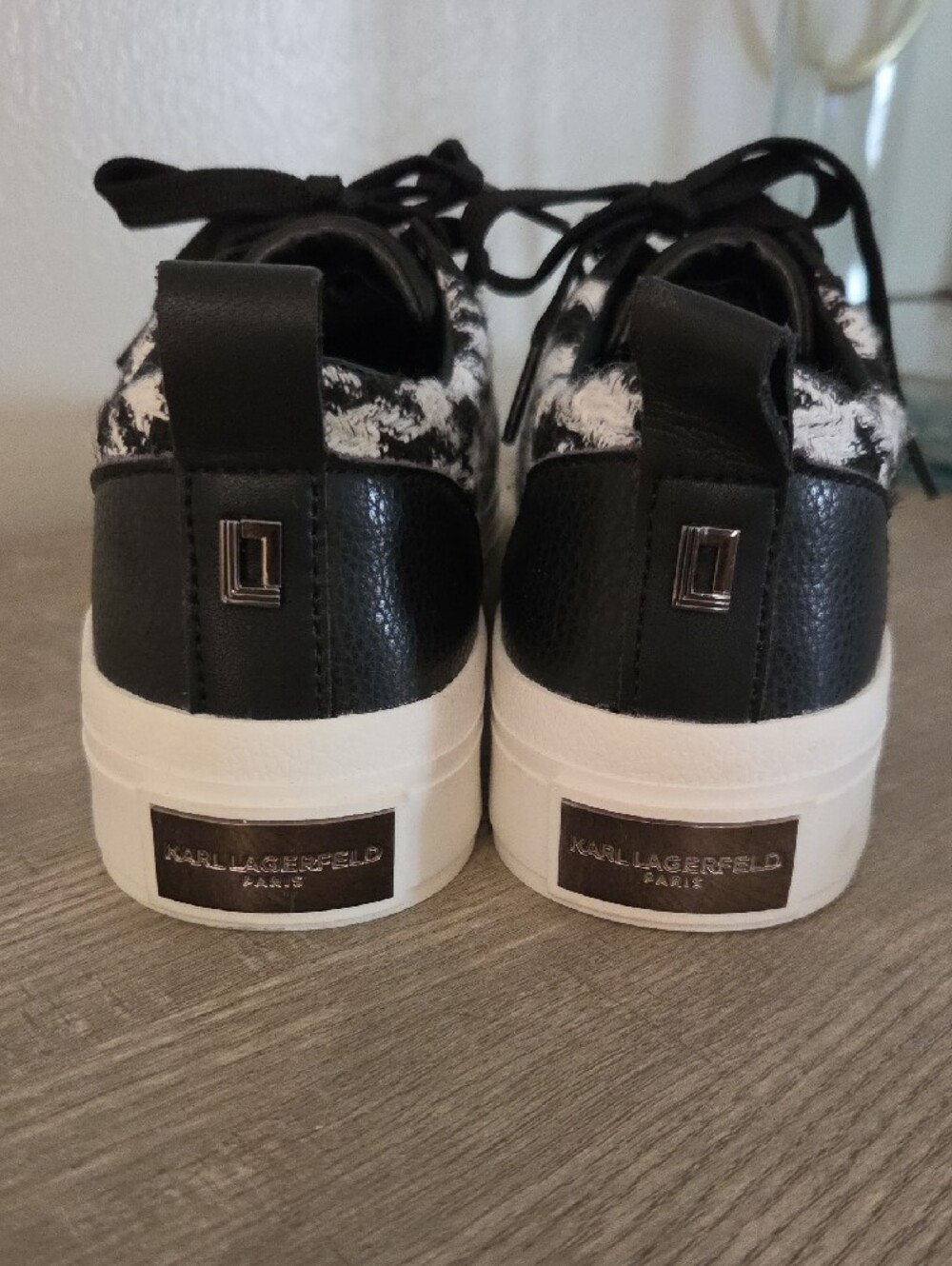 Karl Lagerfeld Black White Gretel Houndstooth Rhinestone Platform Sneakers 6.5 - Picture 5 of 8